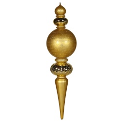 62 Inch Gold Assorted Finishes with Glitter Swirl Stripes Finial Christmas Ornament Shatterproof
