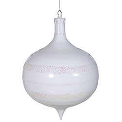 16 Inch White Glitter Swirl Shiny Ball Decoration
