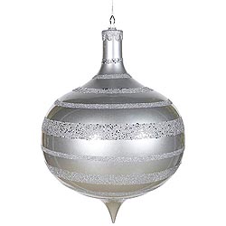 16 Inch Silver Glaze Glitter Sequin Onion Ornament