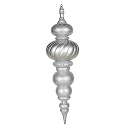 43 Inch Silver Matte Glitter Finial
