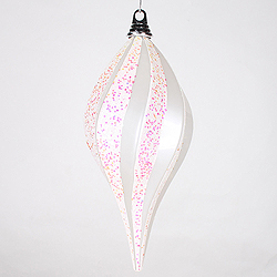12 Inch White Candy Glitter Swirl Drop Christmas Ornament