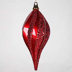12 Inch Red Candy Glitter Swirl Drop Christmas Ornament