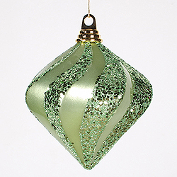 6 Inch Celadon Candy Glitter Swirl Diamond Christmas Ornament