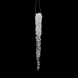 8 Inch Clear Glitter Christmas Icicle Ornament 6 per Set