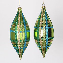 7 Inch Lime Turquoise And Gold Drop Ornament Assorted Finishes 4 per Set