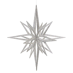 32 Inch 3D Silver Iridescent Glow Glitter Star Christmas Ornament