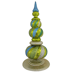 Jumbo Lime Turquoise and Emerald Shiny Glitter Finial