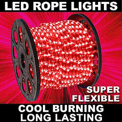 150 Foot LED Red Mini Rope Lights 3 Foot Increment