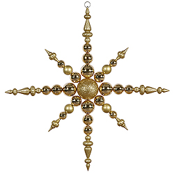 Jumbo 43 Inch Gold 3 Finish Snowflake Ornament Mardi Gras 