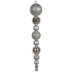 Jumbo 44 Inch Silver Shiny Matte Ball Drop Ornament