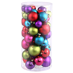 Shiny And Matte Multi Christmas Ornament Assorted Sizes Box of 50
