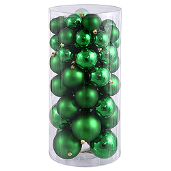 Shiny And Matte Green Christmas Ornament Assorted Sizes Box of 50 Mardi Gras 