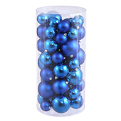 Value 50 Piece Shiny and Matte Blue Round Christmas Ball Ornament Assorted Sizes