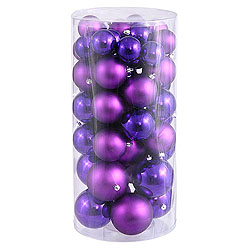 Value 50 Piece Shiny and Matte Purple Round Christmas Ball Ornament Assorted Sizes Mardi Gras 