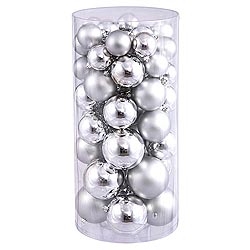 Christmastopia.com - Value 50 Piece Shiny and Matte Silver Round Christmas Ball Ornament Assorted Sizes