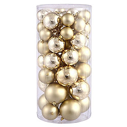 Value 50 Piece Shiny and Matte Gold Round Christmas Ball Ornament Assorted Sizes Mardi Gras 