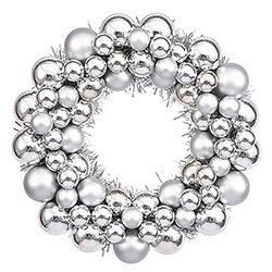 Christmastopia.com - 12 Inch Silver Ball Christmas Ornament Wreath Unlit