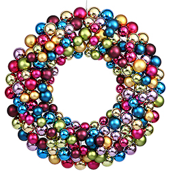 Christmastopia.com - 22 Inch Multi Color Christmas Ornament Wreath Unlit