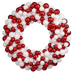 24 Inch Candy Cane Christmas Ornament Wreath Unlit
