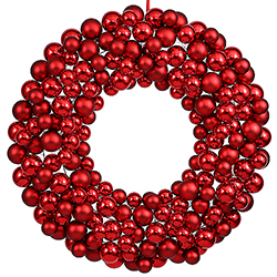 22 Inch Red Christmas Ornament Wreath Unlit