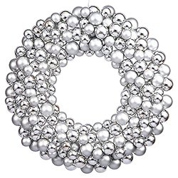 Christmastopia.com - 36 Inch Silver Christmas Ornament Wreath Unlit