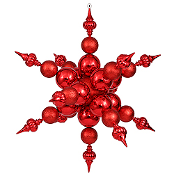 39 Inch Red Shiny Glitter Radical Snowflake