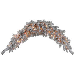 Christmastopia.com - 6 Foot Silver White Swag Garland 100 DuraLit Clear Lights