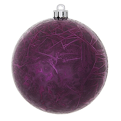 6 Inch Plum Crackle Ball Ornament 4 per Set