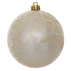 6 Inch Champagne Crackle Ball Ornament 4 per Set