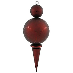 Christmastopia.com - 26 Inch Burgundy Matte Glossy Swirl Christmas Finial Ornament Shatterproof UV