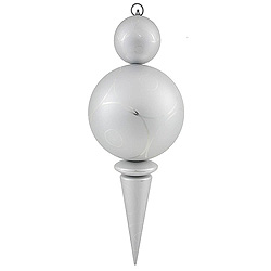 Christmastopia.com - 26 Inch Silver Matte Glossy Swirl Christmas Finial Ornament Shatterproof UV