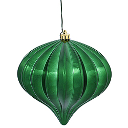 Christmastopia.com - 5.7 Inch Green Shiny Onion Mardi Gras Ornament 3 per Set