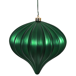 5.7 Inch Emerald Matte Onion Mardi Gras Ornament 3 per Set