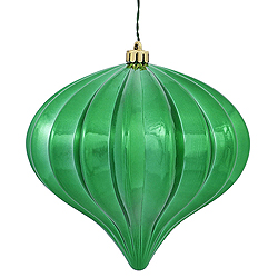 5.7 Inch Emerald Shiny Onion Mardi Gras Ornament 3 per Set