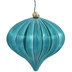 5.7 Inch Teal Shiny Onion Ornament 3 per Set