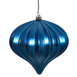 5.7 Inch Sea Blue Matte Onion Ornament 3 per Set