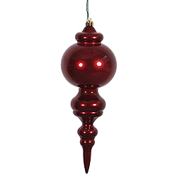 9.5 Inch Wine Candy Finish Finial Christmas Ornament Shatterproof UV 2 per Set