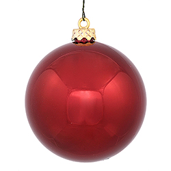 2.75 Inch Burgundy Shiny Finish Round Christmas Ball Ornament Shatterproof UV 6 per Set