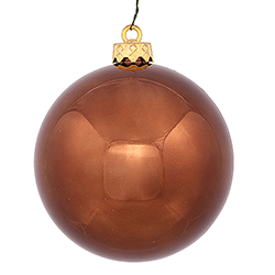 2.75 Inch Chocolate Brown Shiny Finish Round Christmas Ball Ornament Shatterproof UV 6 per Set
