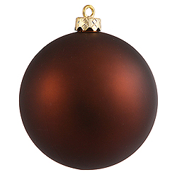 3 Inch Mocha Matte Finish Round Christmas Ball Ornament Shatterproof UV 4 per Set