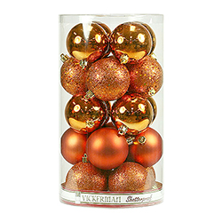 3 Inch Burnish Orange Ornament Assorted Finishes Set Of 16