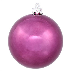 3 Inch Plum Shiny Round Ornament 12 per Set