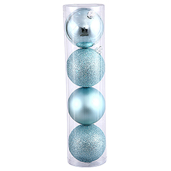 Christmastopia.com - 3 Inch Baby Blue Ornament Assorted Finishes Set Of 16