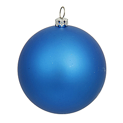 4 Inch Blue Matte Round Ornament 6 per Set