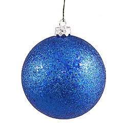 4 Inch Blue Sequin Round Ornament 6 per Set