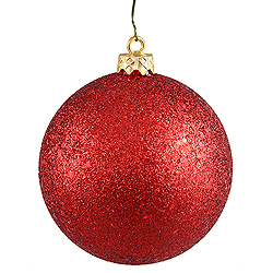 4 Inch Red Sequin Round Ornament 6 per Set