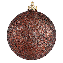 4 Inch Chocolate Brown Sequin Finish Round Christmas Ball Ornament Shatterproof 4 per Set