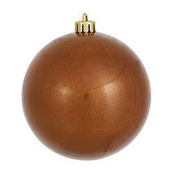 4 Inch Mocha Pearl Finish Round Christmas Ball Ornament Shatterproof 4 per Set