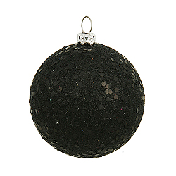 Christmastopia.com 4 Inch Black Sequin Round Ornament 6 per Set