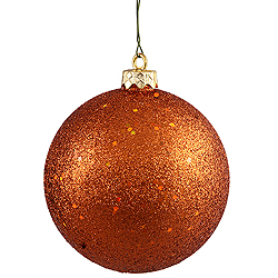 4 Inch Burnish Orange Sequin Round Ornament 6 per Set